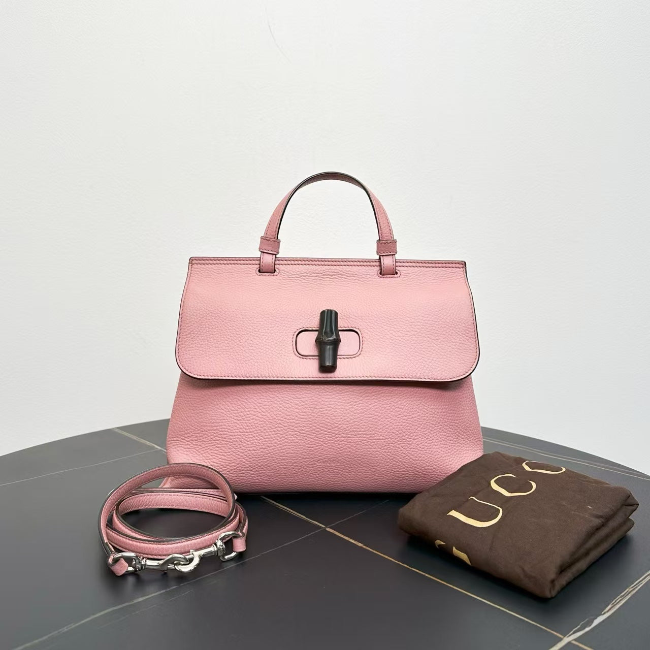 Gucci Pink Bamboo Top Handle Bag - Preloved Two-Way Style