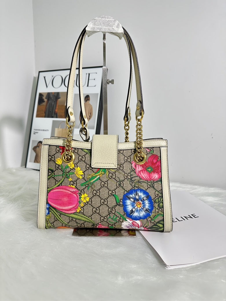 Gucci GG Padlock Bag, Floral, Canvas, Small Handbag