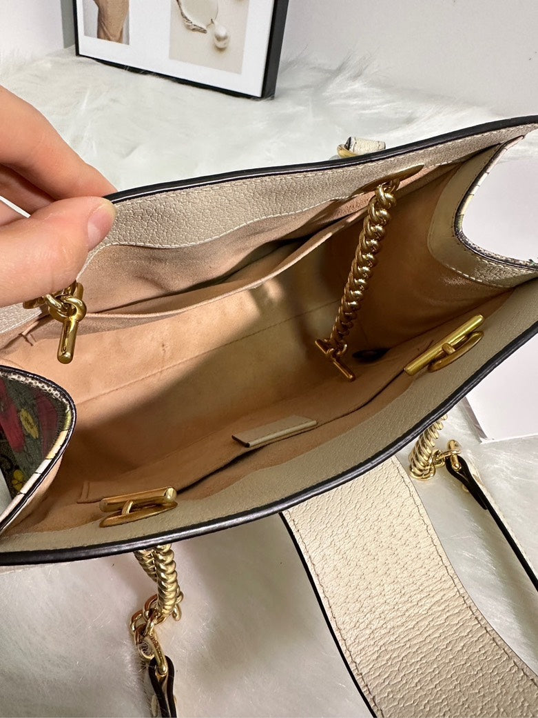 Gucci GG Padlock Bag, Floral, Canvas, Small Handbag