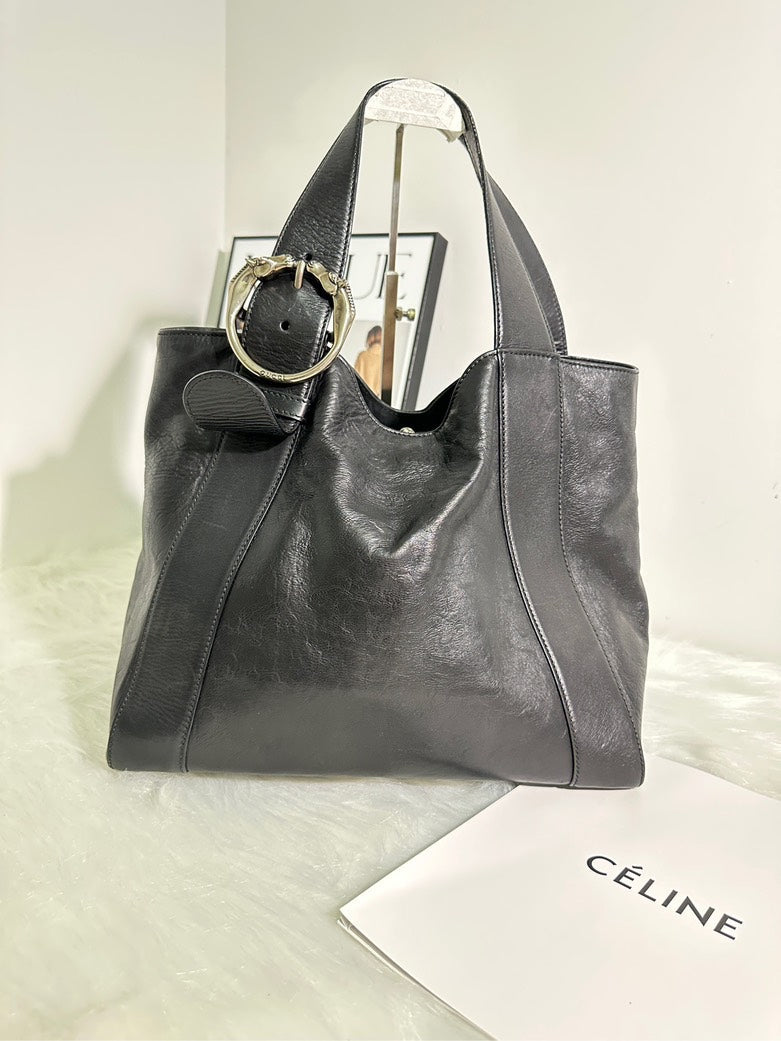 Gucci GG Marmont Preloved Black Leather Tote Bag