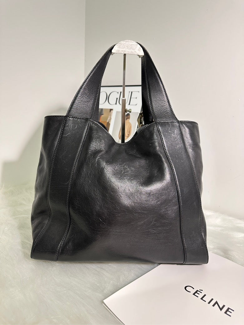 Gucci GG Marmont Preloved Black Leather Tote Bag