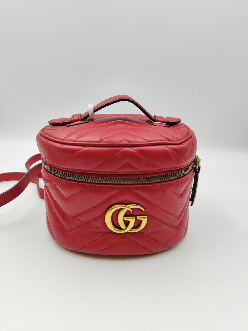 Gucci GG Marmont Red Round Mini Crossbody Bag