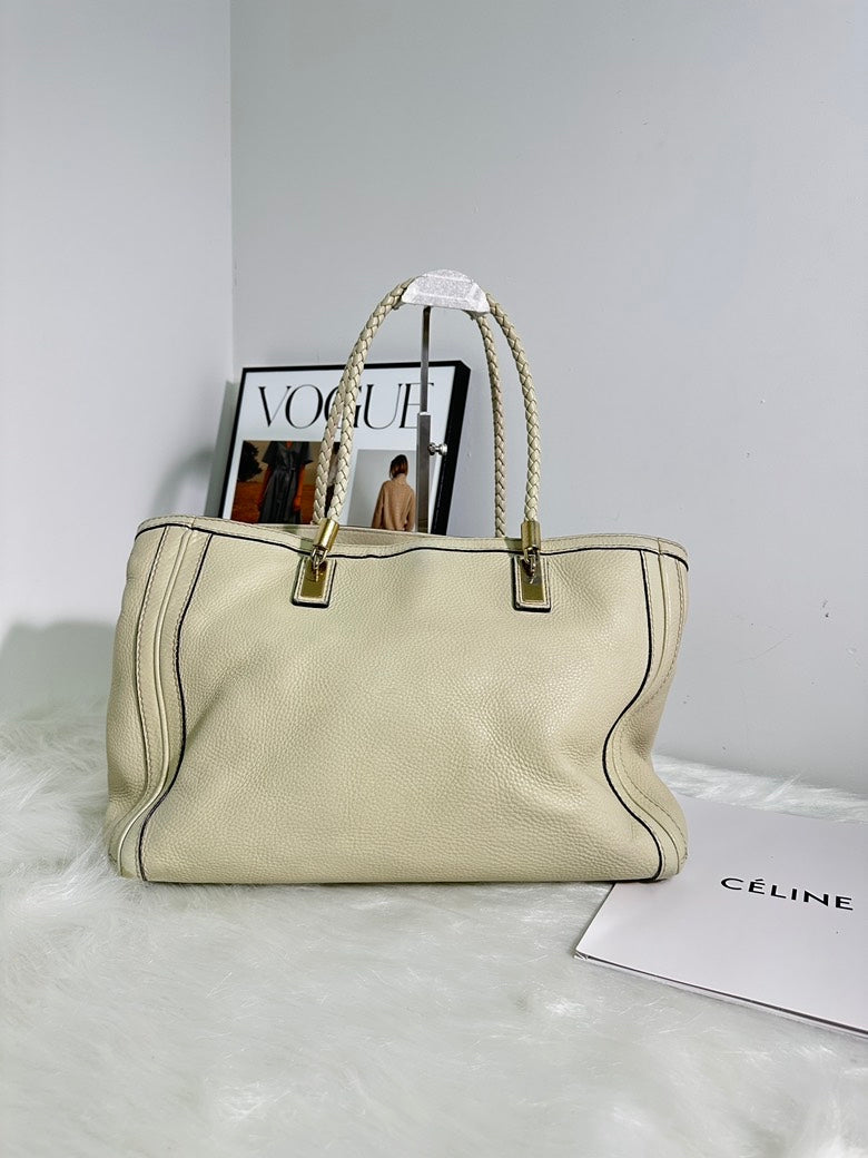 Gucci Vintage Top Handle Bag in Cream Leather - Preloved Handbag