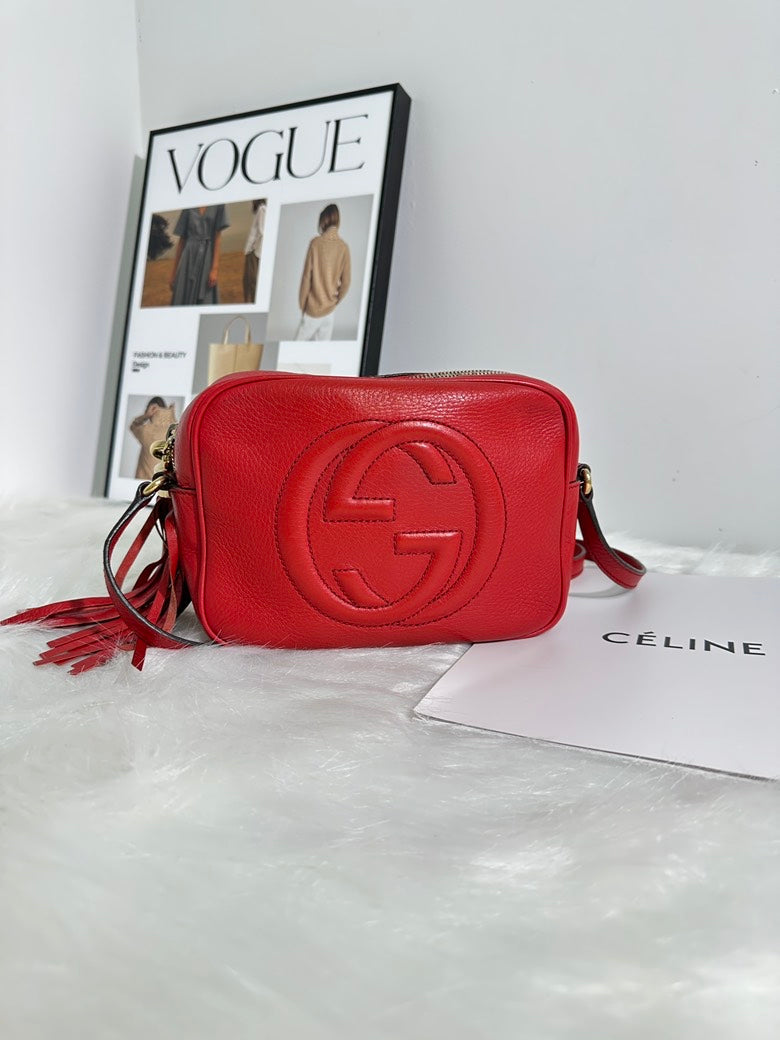 Gucci Soho Camera Bag in Red Leather - Preloved Crossbody