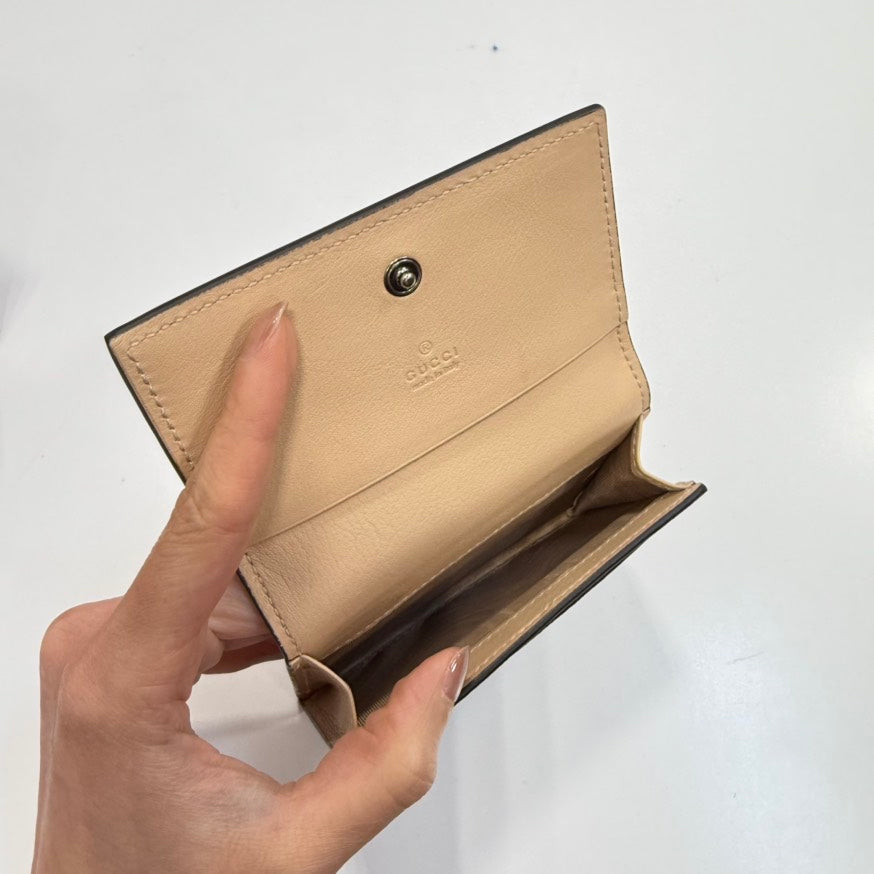 Gucci GG Marmont Card Case FM9031 Beige Leather Wallet