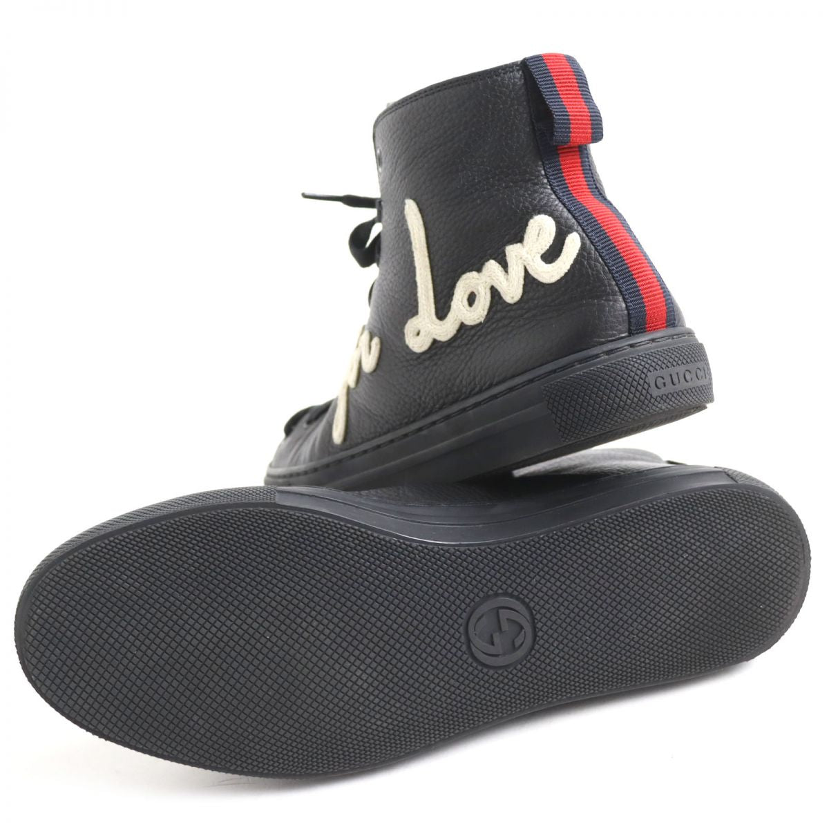 GUCCI High cut sneakers Main: Calf leather black mens 5 Used