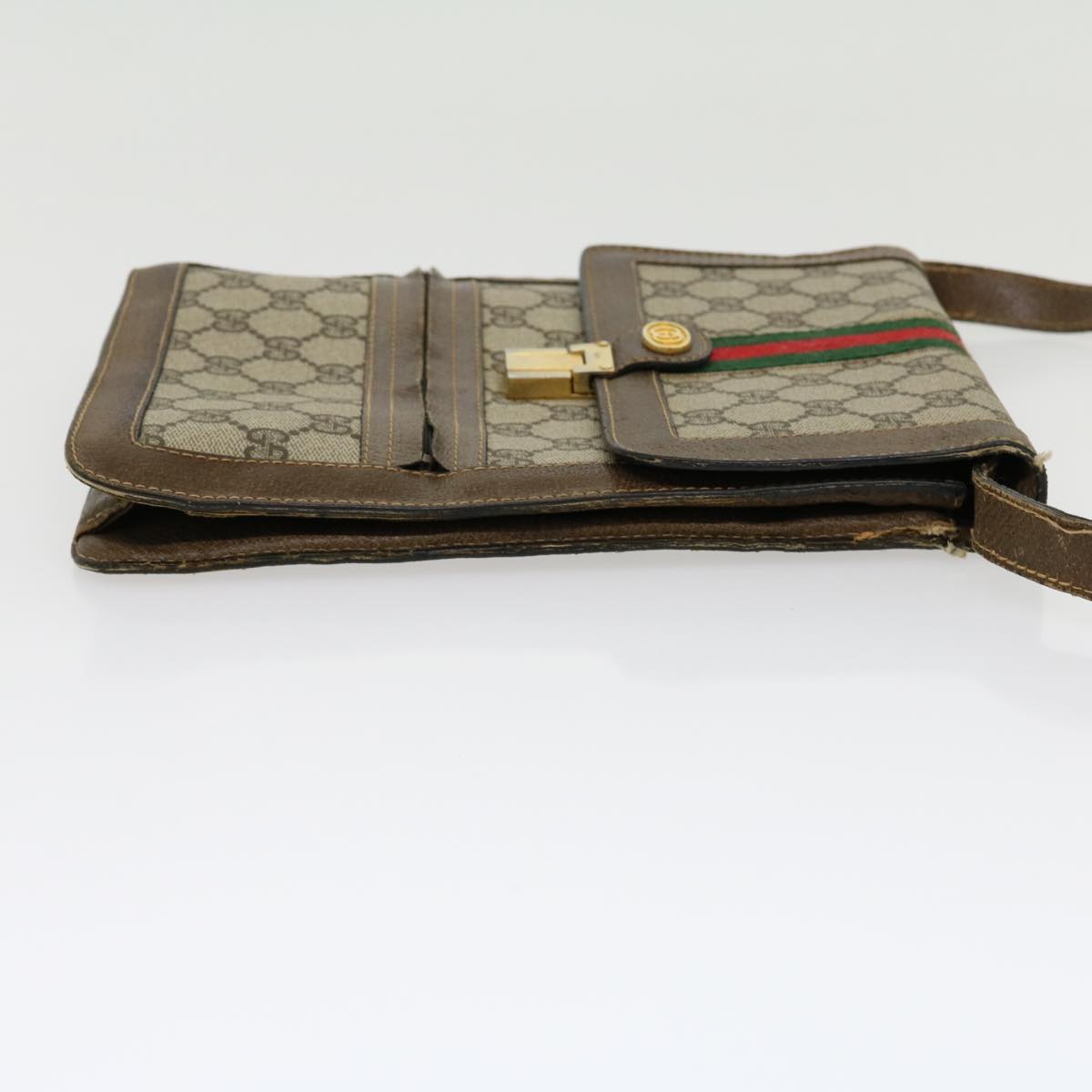 GUCCI GG Canvas Web Sherry Line Shoulder Bag Beige Red Green  rd2223
