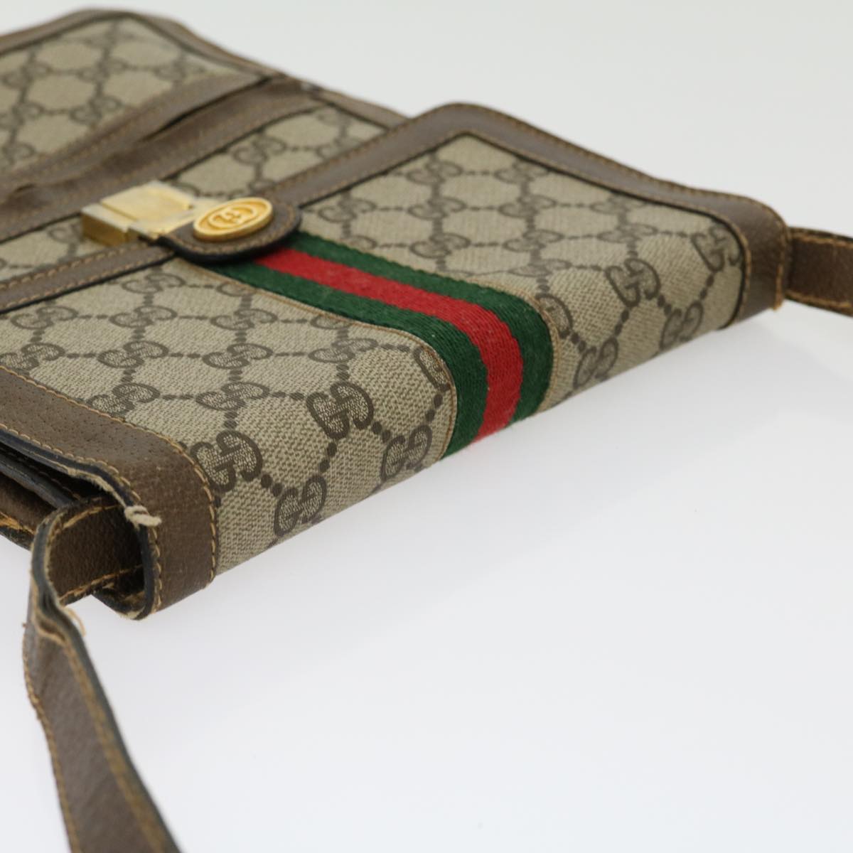 GUCCI GG Canvas Web Sherry Line Shoulder Bag Beige Red Green  rd2223