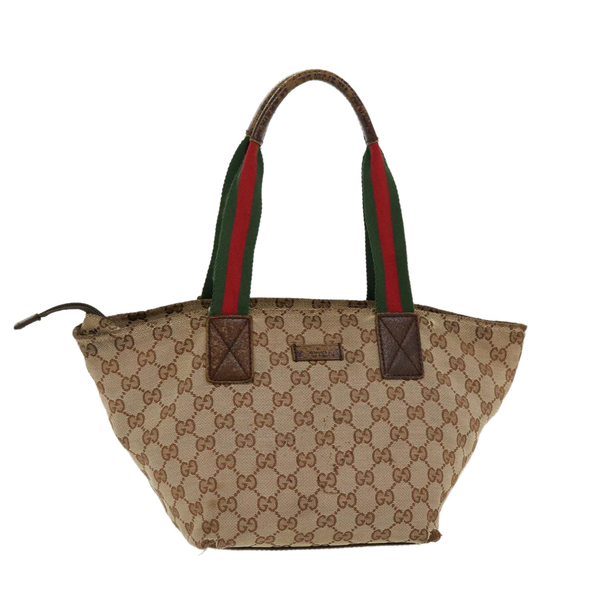 GUCCI Web Sherry Line GG Canvas Hand Bag Beige Green Red 214397  rd4468