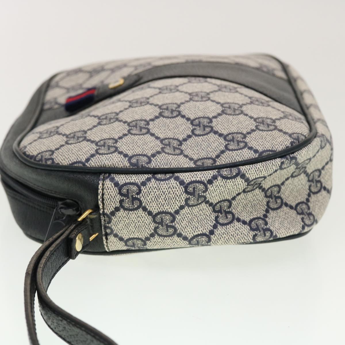 Gucci GG Canvas Sherry Line Clutch Bag Gray Red Navy 89.01.034  rd5207