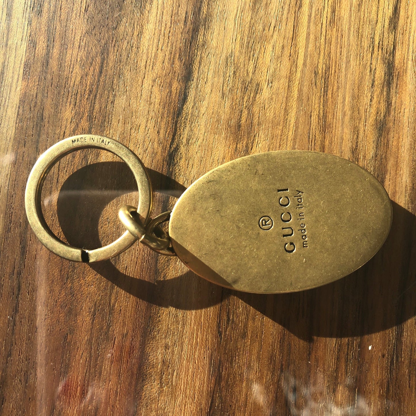 Gucci GG Red Enamel Oval Keychain