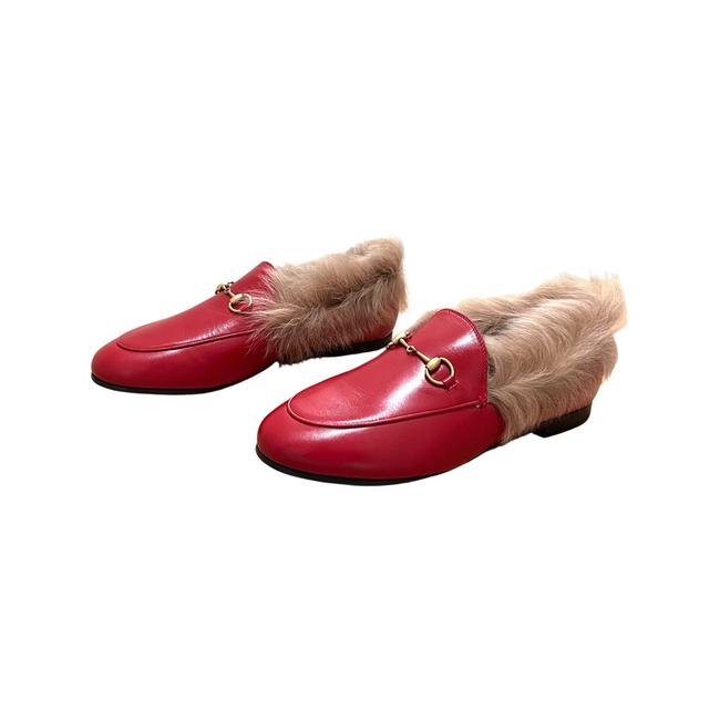 Gucci Horsebit Fur-lined Jordaan Loafer in Red