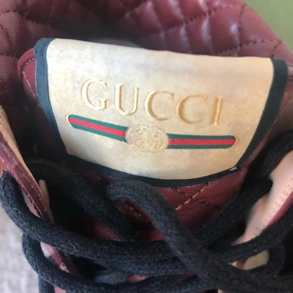 Gucci Leather Trip Boots in Garnet Red
