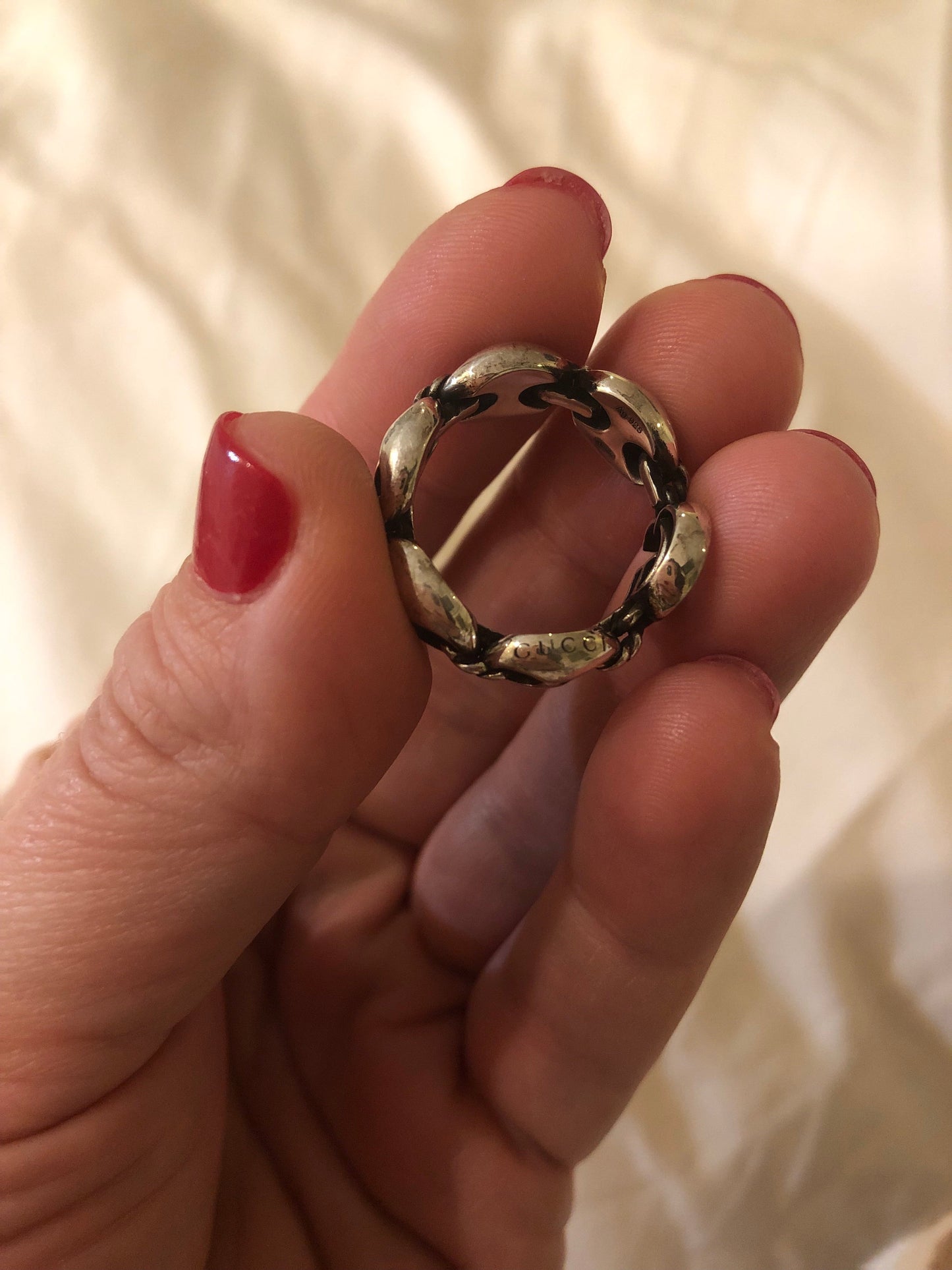 Gucci Sterling Silver Double G Ring