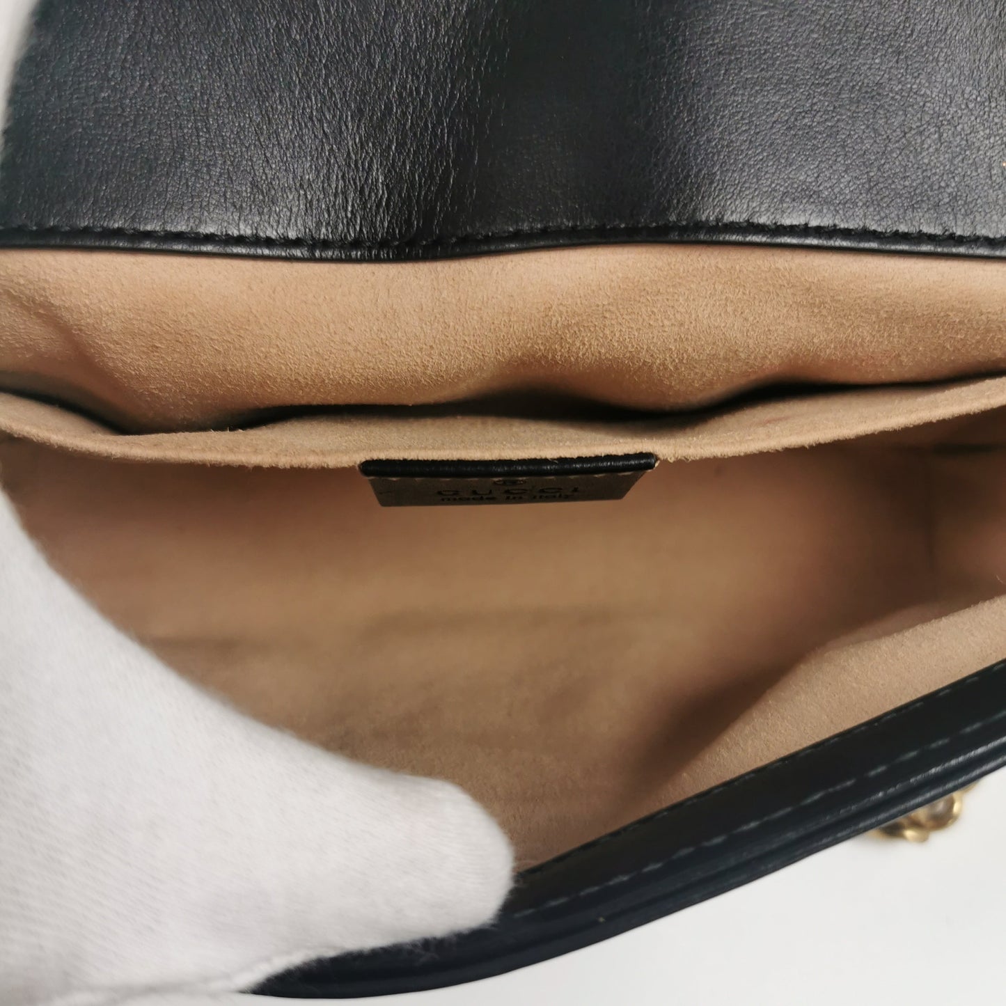 Gucci GG Marmont Mini Black Matelassé Leather Gold