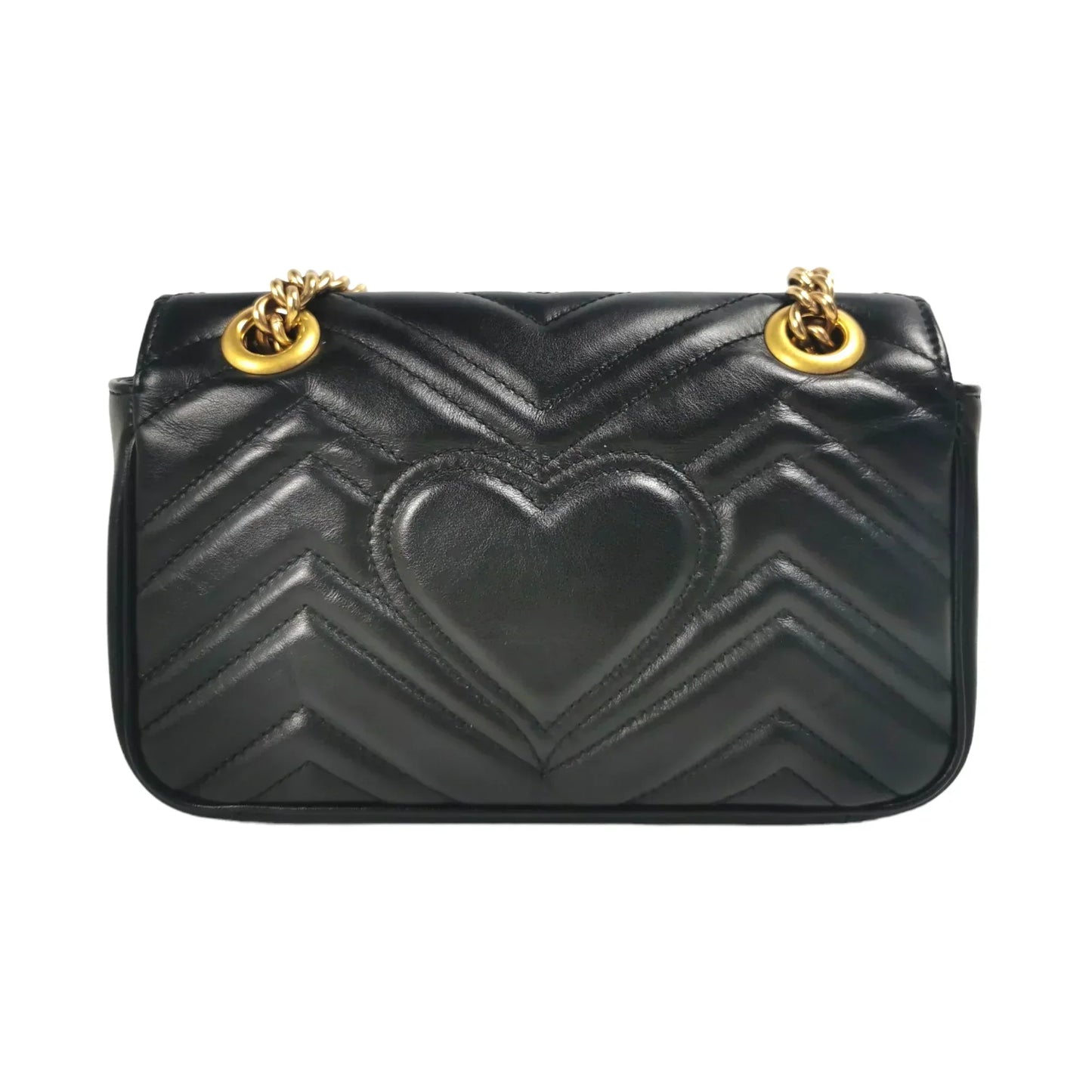 Gucci GG Marmont Mini Black Matelassé Leather Gold