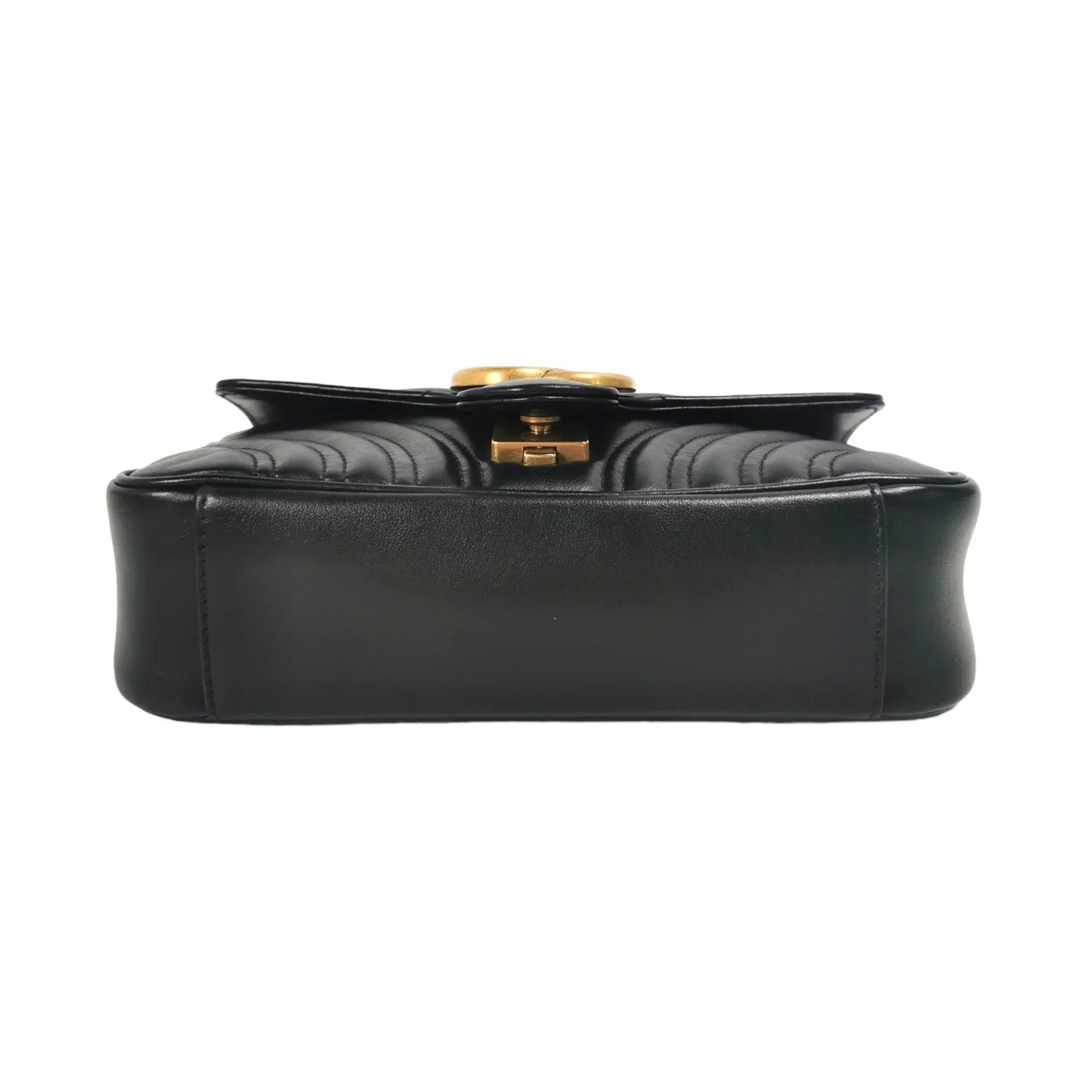 Gucci GG Marmont Mini Black Matelassé Leather Gold