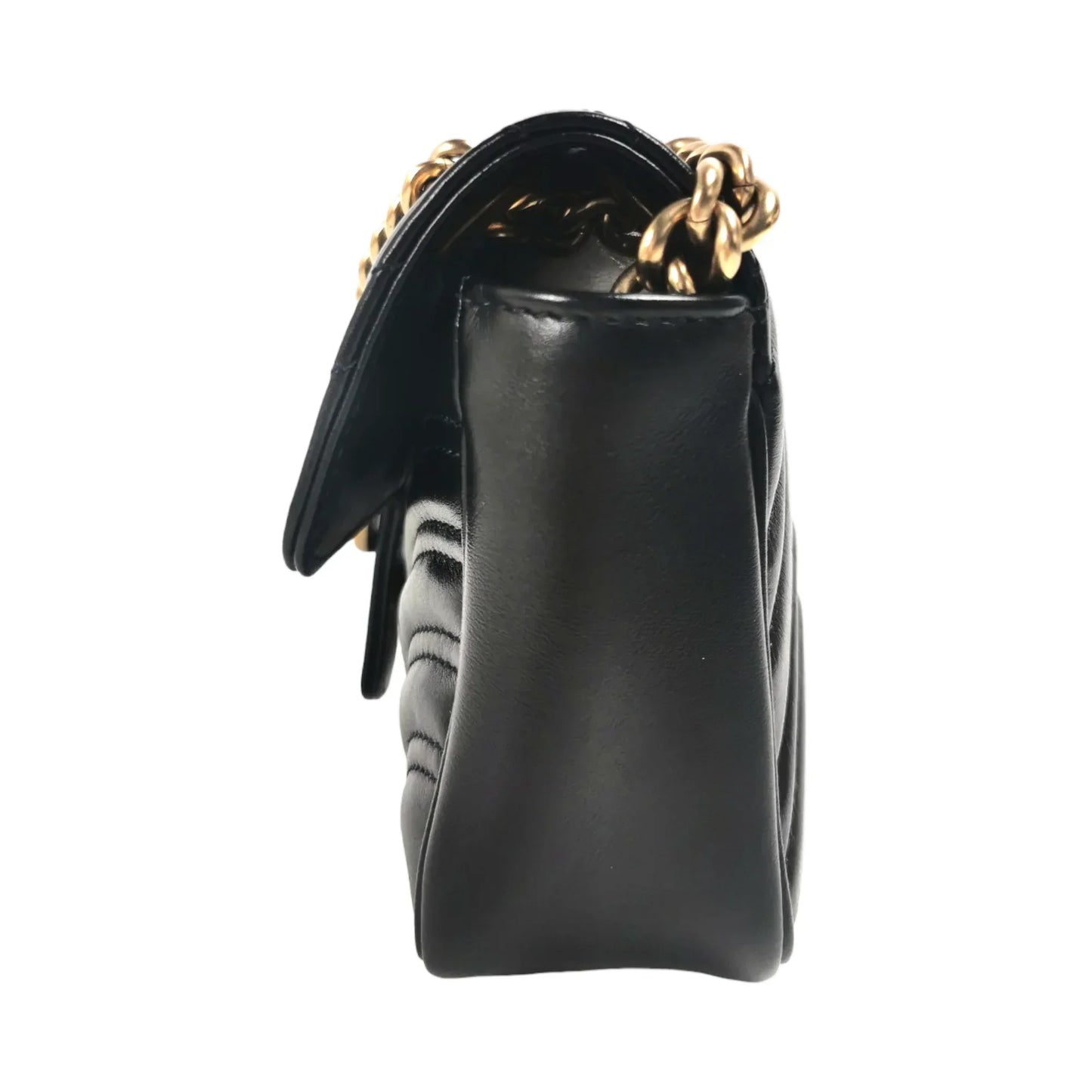 Gucci GG Marmont Mini Black Matelassé Leather Gold