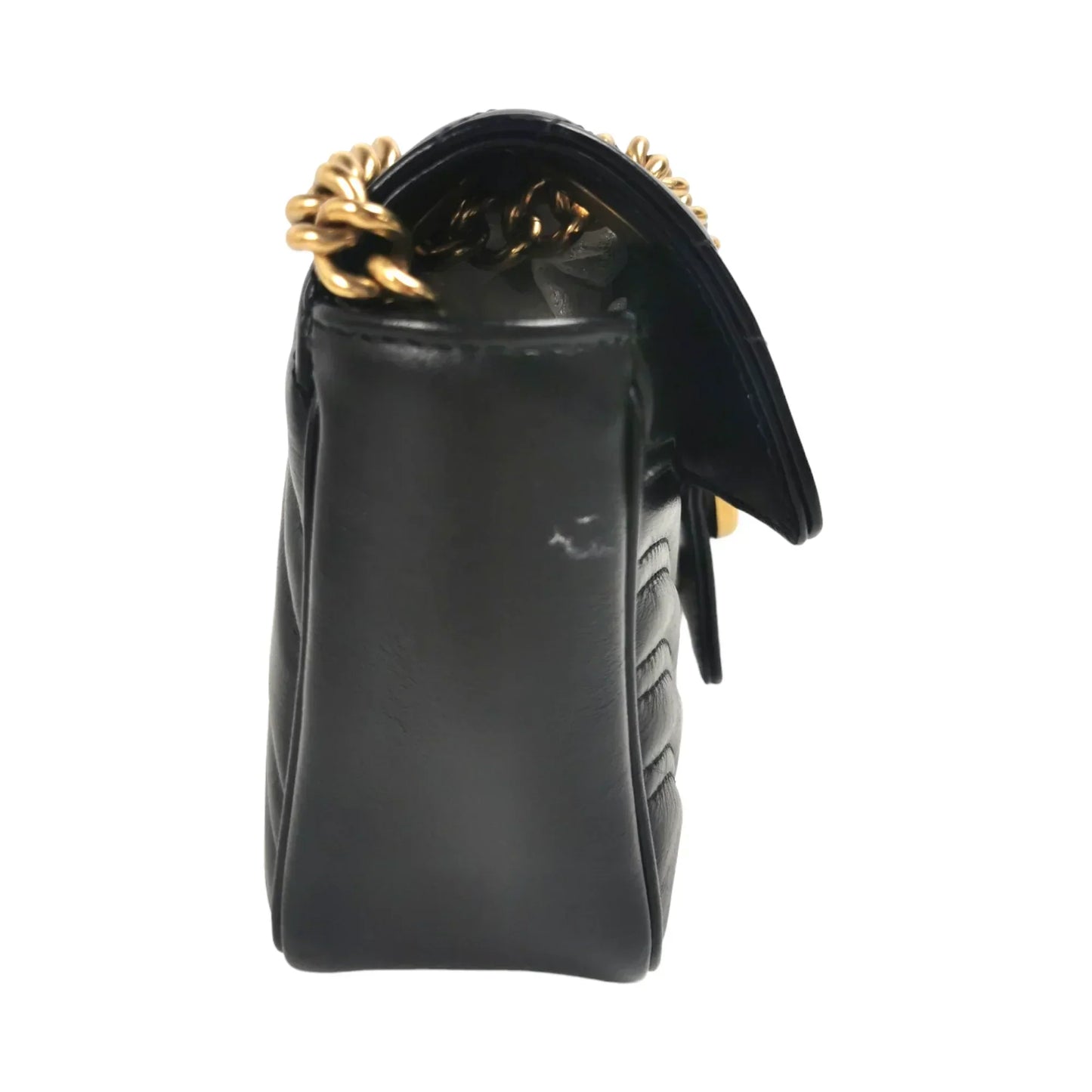 Gucci GG Marmont Mini Black Matelassé Leather Gold