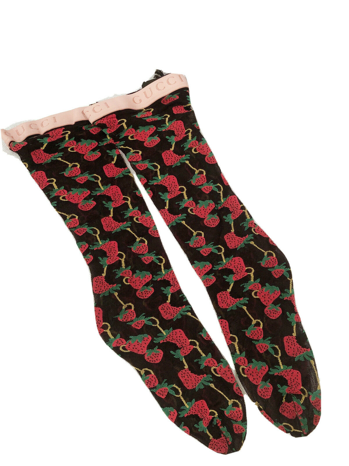 Gucci Strawberry Horse-bit Pattern Socks in Black