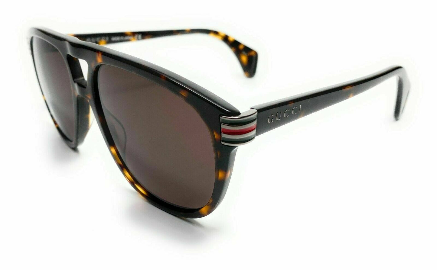Gucci Web Logo Aviators in Havana Brown