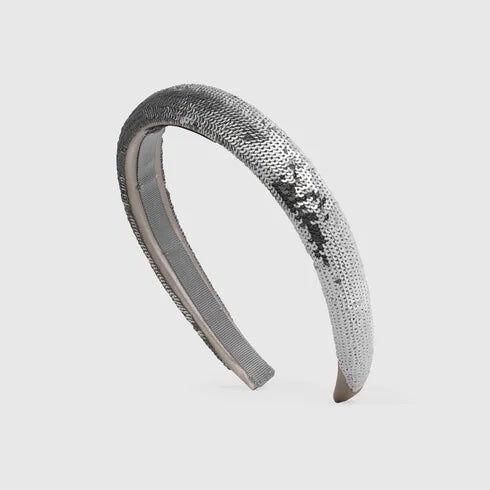 Gucci Sequin Satin Hairband in Gray