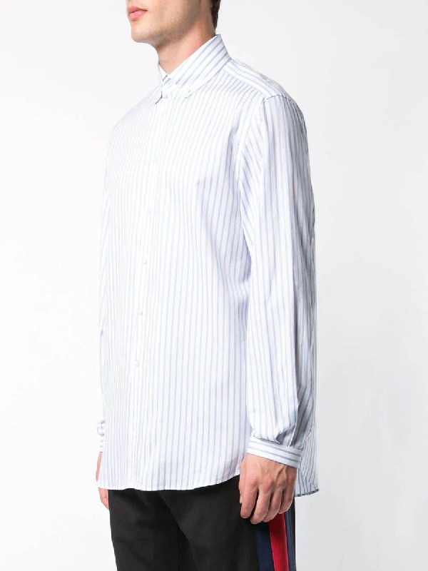 Gucci White and Blue Striped Classic Button Down Shirt