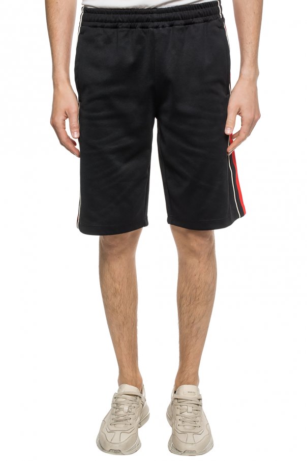 Gucci Side Stripe Track Shorts with Lyre in Black