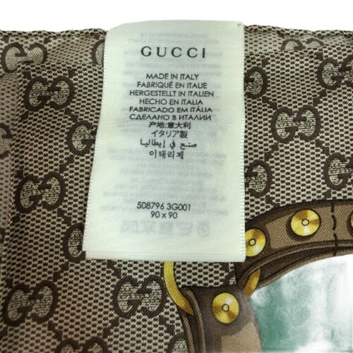 Gucci GG Silk Scarf with Yellow Flowers and Green Border