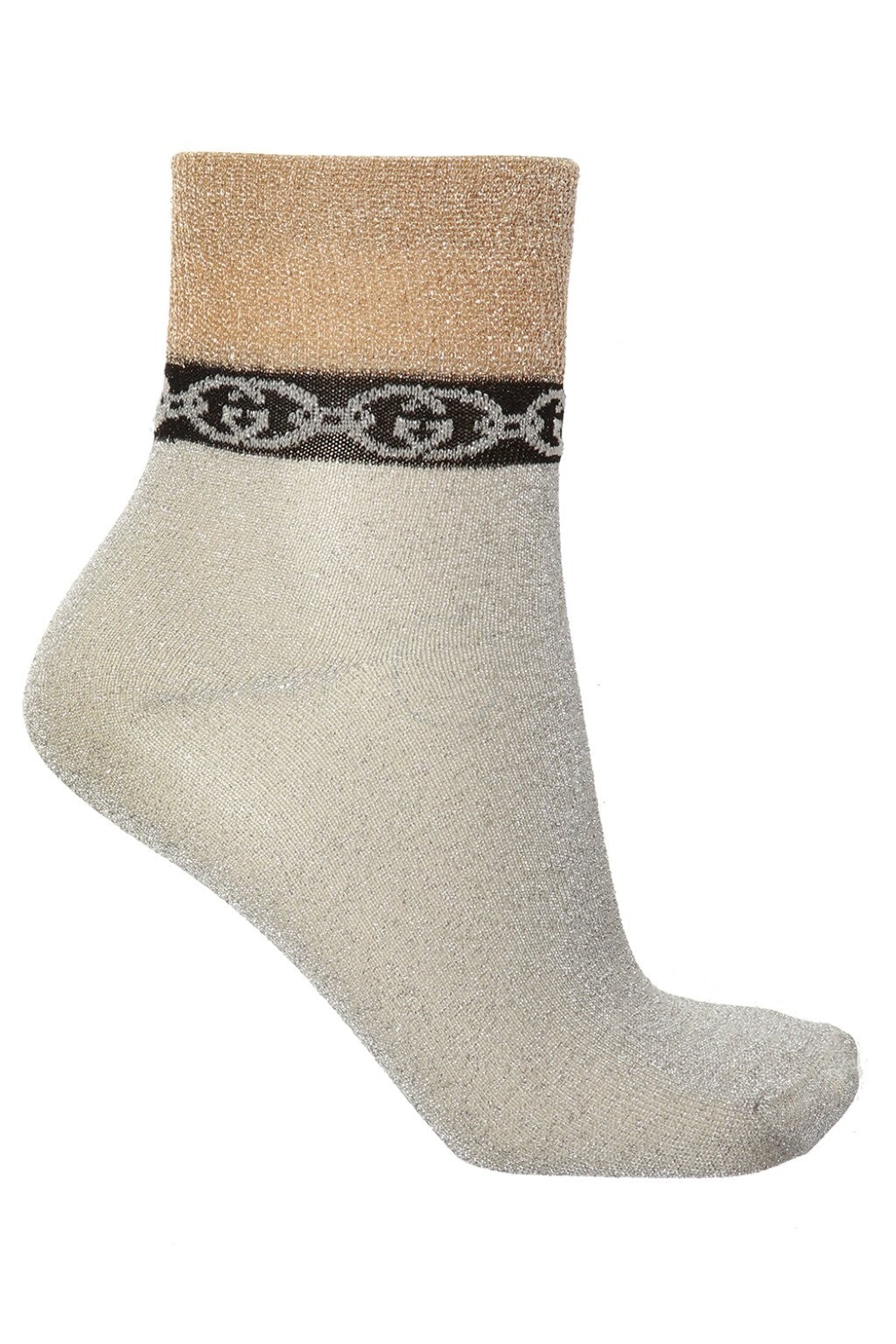 Gucci Lamé Interlocking GG Chain Metallic Socks in Silver