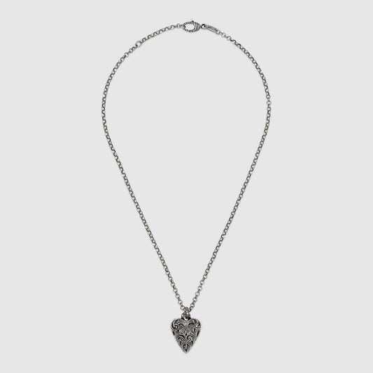 Gucci Sterling Silver Necklace with Engraved Heart