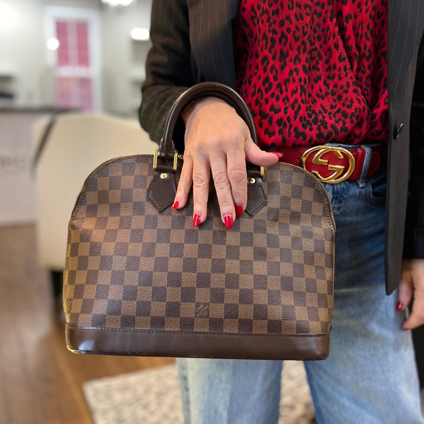 Louis Vuitton Damier Ebene Alma PM Bag