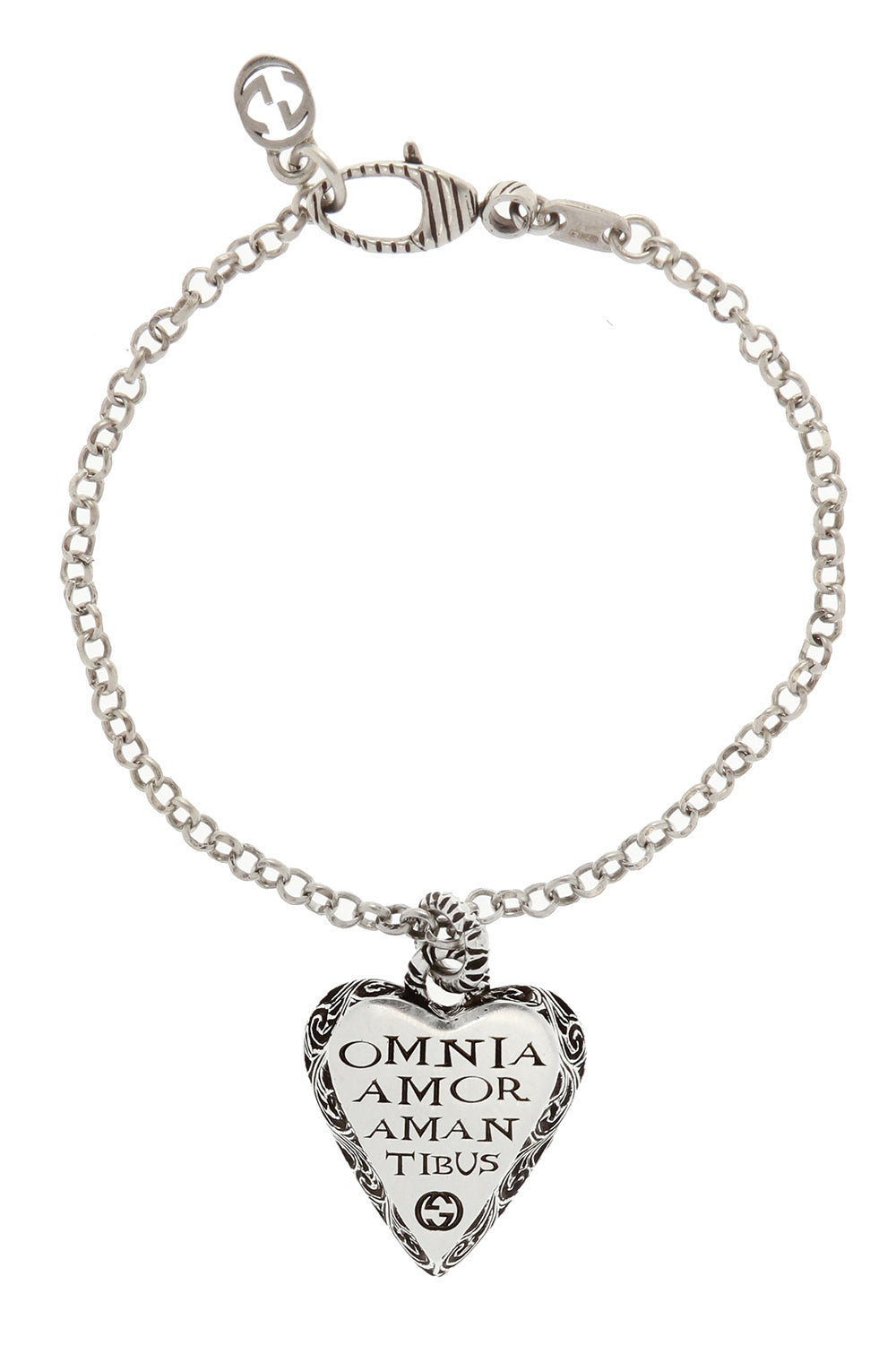 Gucci Sterling Silver Bracelet with Engraved Heart