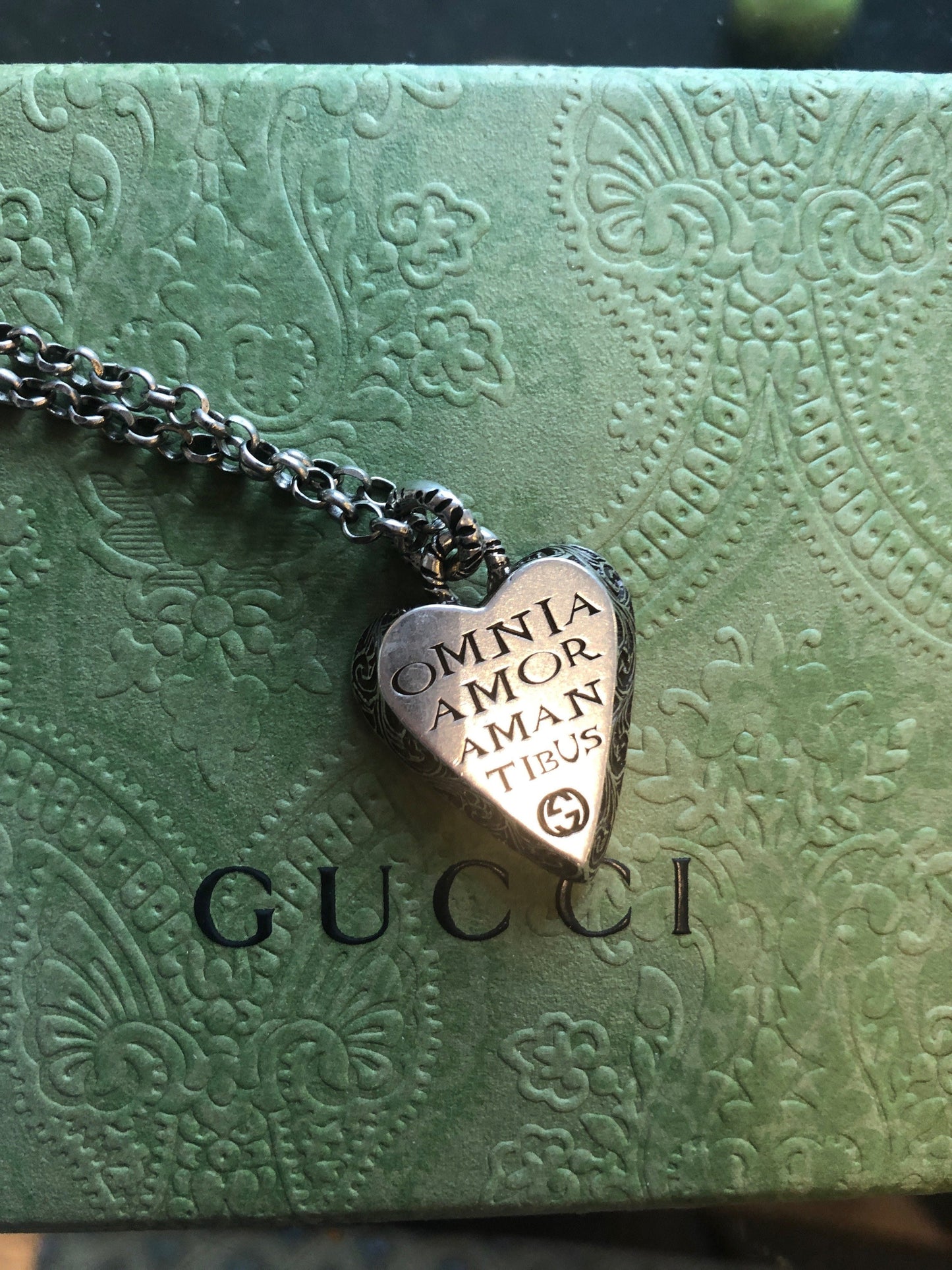 Gucci Sterling Silver Necklace with Engraved Heart