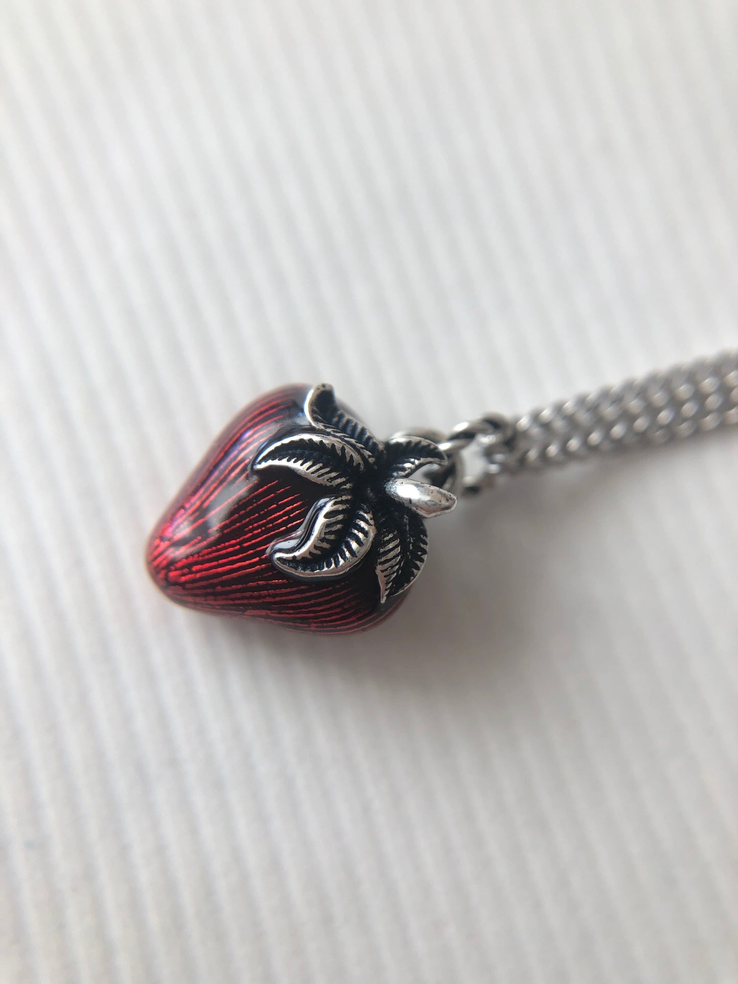 Gucci Interlocking GG Strawberry Necklace in Sterling Silver