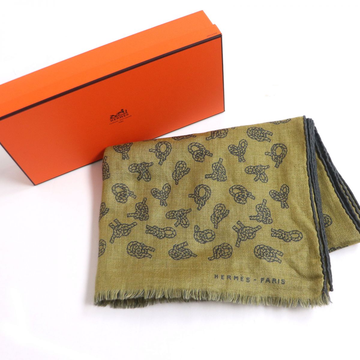 HERMES Stall Main: 70% cashmere, Main: 30% silk Gray type mens Used