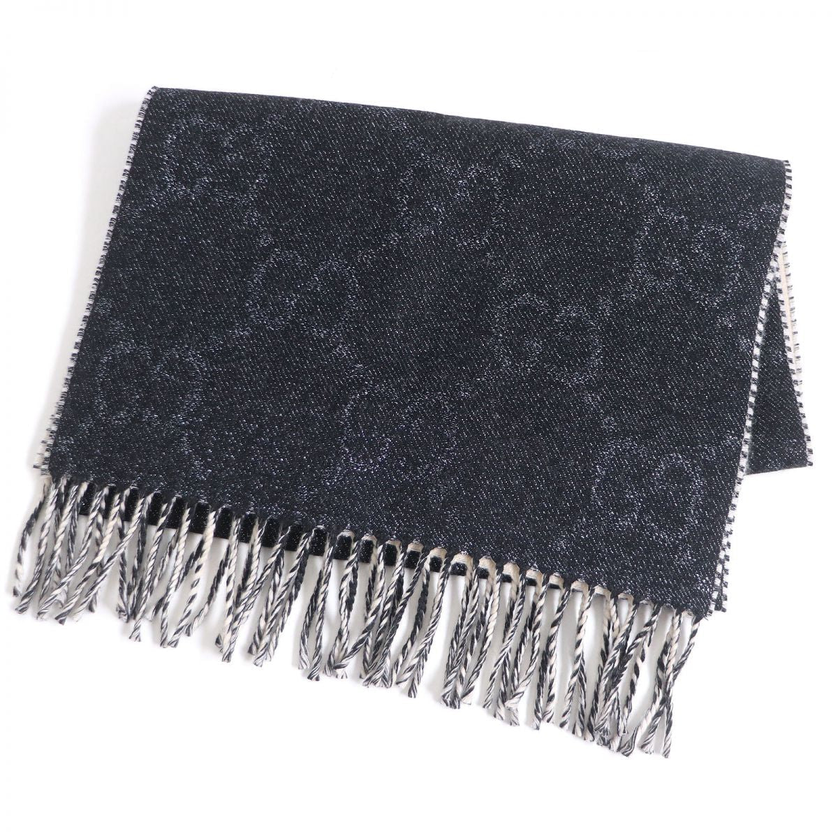 GUCCI scarf ー Black x beige 34×190cm