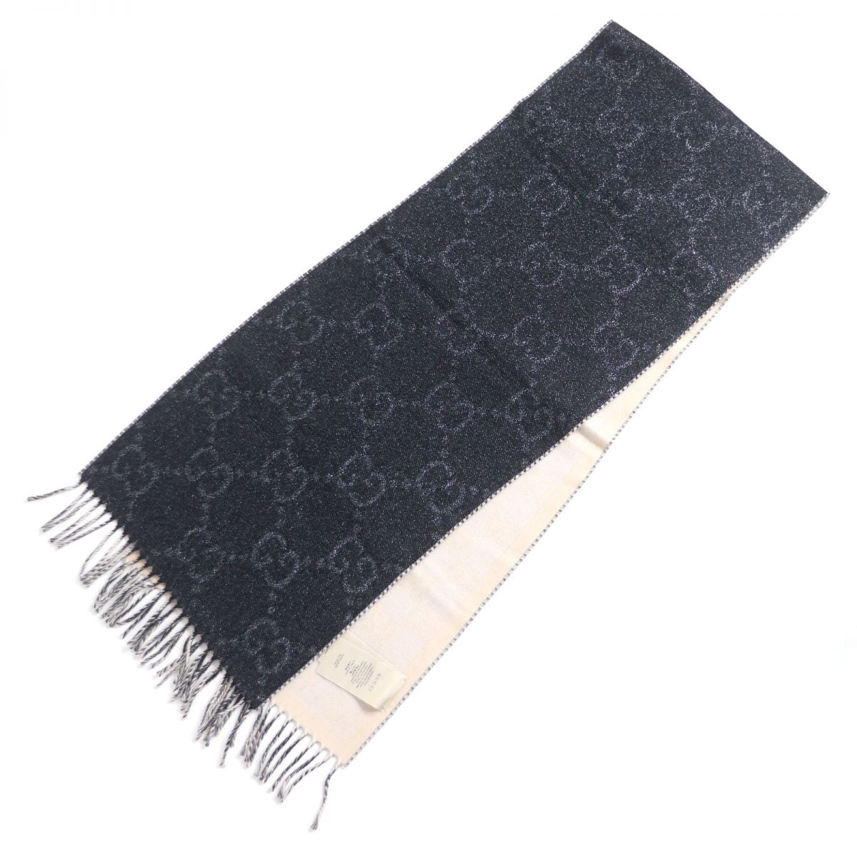 GUCCI scarf ー Black x beige 34×190cm