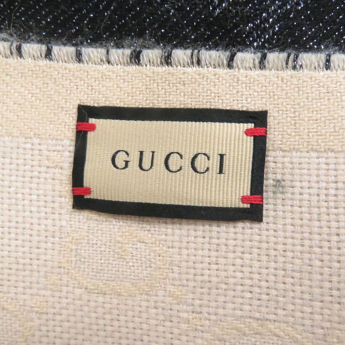 GUCCI scarf ー Black x beige 34×190cm