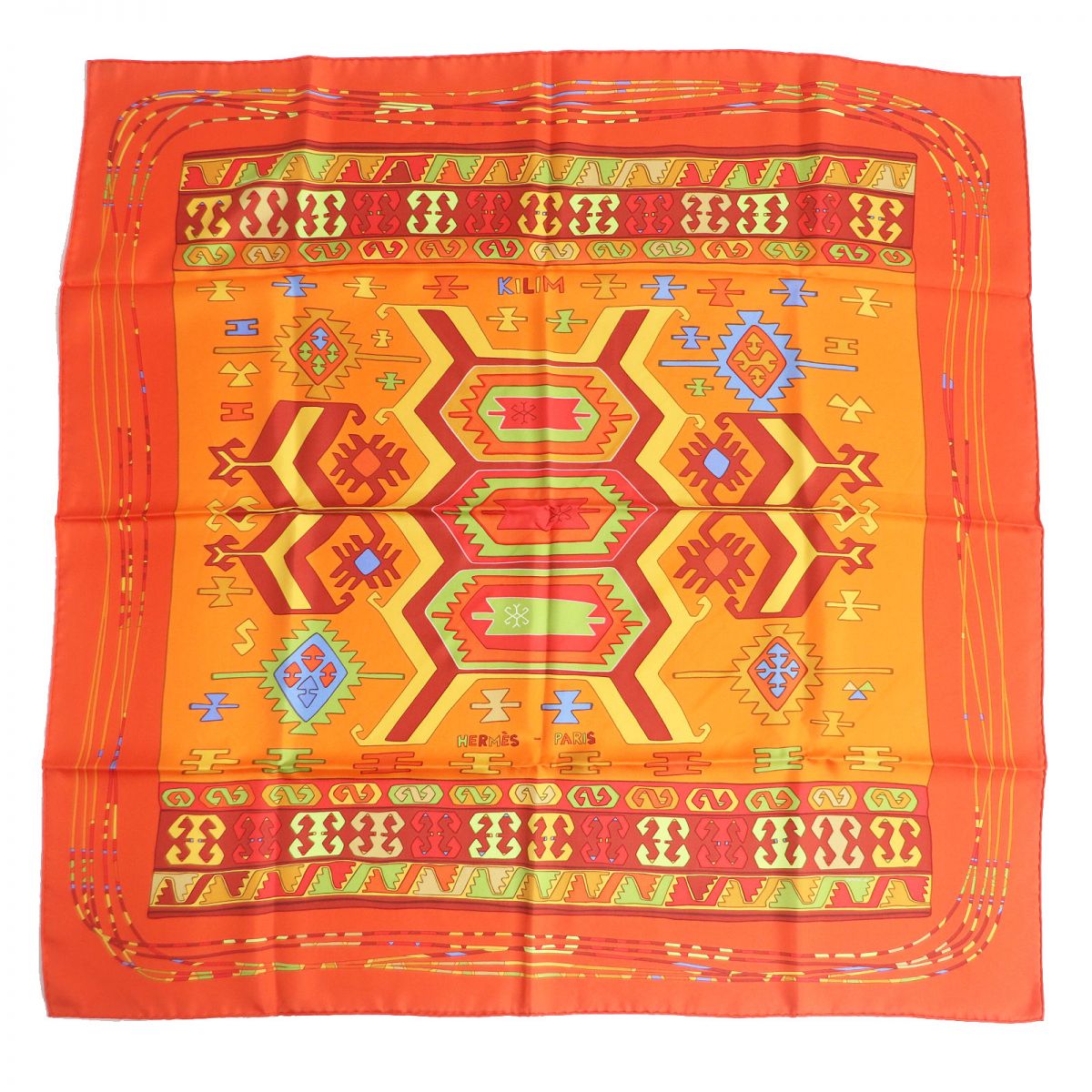 HERMES scarf silk Orange Carre90