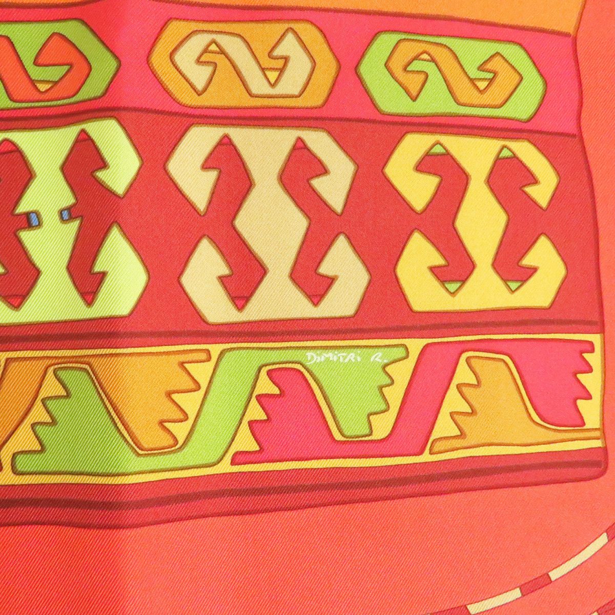 HERMES scarf silk Orange Carre90
