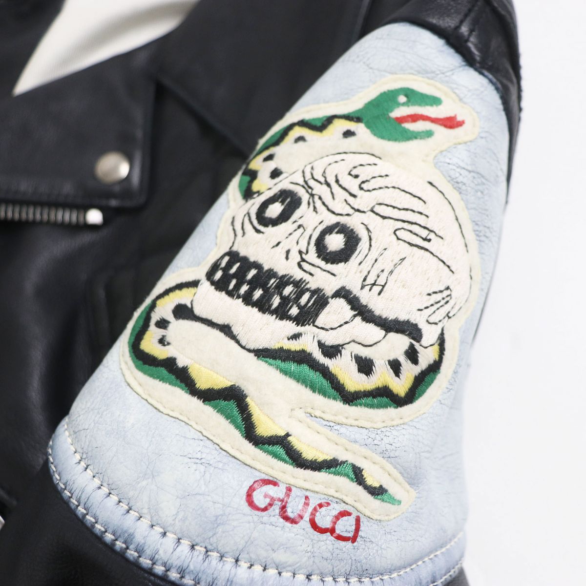 GUCCI leather jacket Outer: Cowhide, Part: Sheepskin, Filling: 100% Polyurethane, Part: 100% Polyester, Lining: 100% Rayon black mens 48 Used