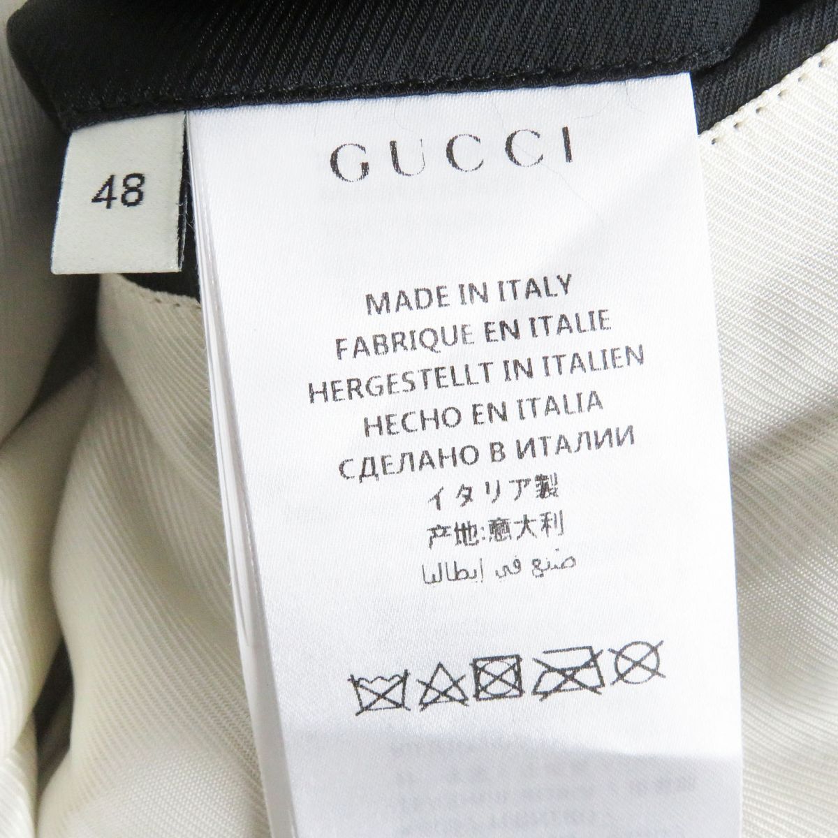 GUCCI leather jacket Outer: Cowhide, Part: Sheepskin, Filling: 100% Polyurethane, Part: 100% Polyester, Lining: 100% Rayon black mens 48 Used