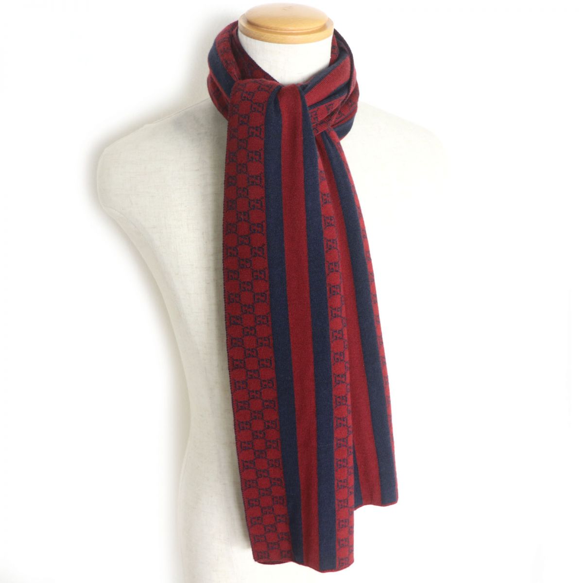 GUCCI Stall Main: 100% wool Red x navy mens Used