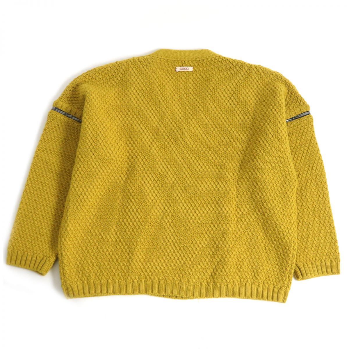 GUCCI knit Main: 100% wool, Part: 98% wool, Part: 1% polyurethane, Part: 1% nylon, Part: 100% polyester mustard mens XL Used
