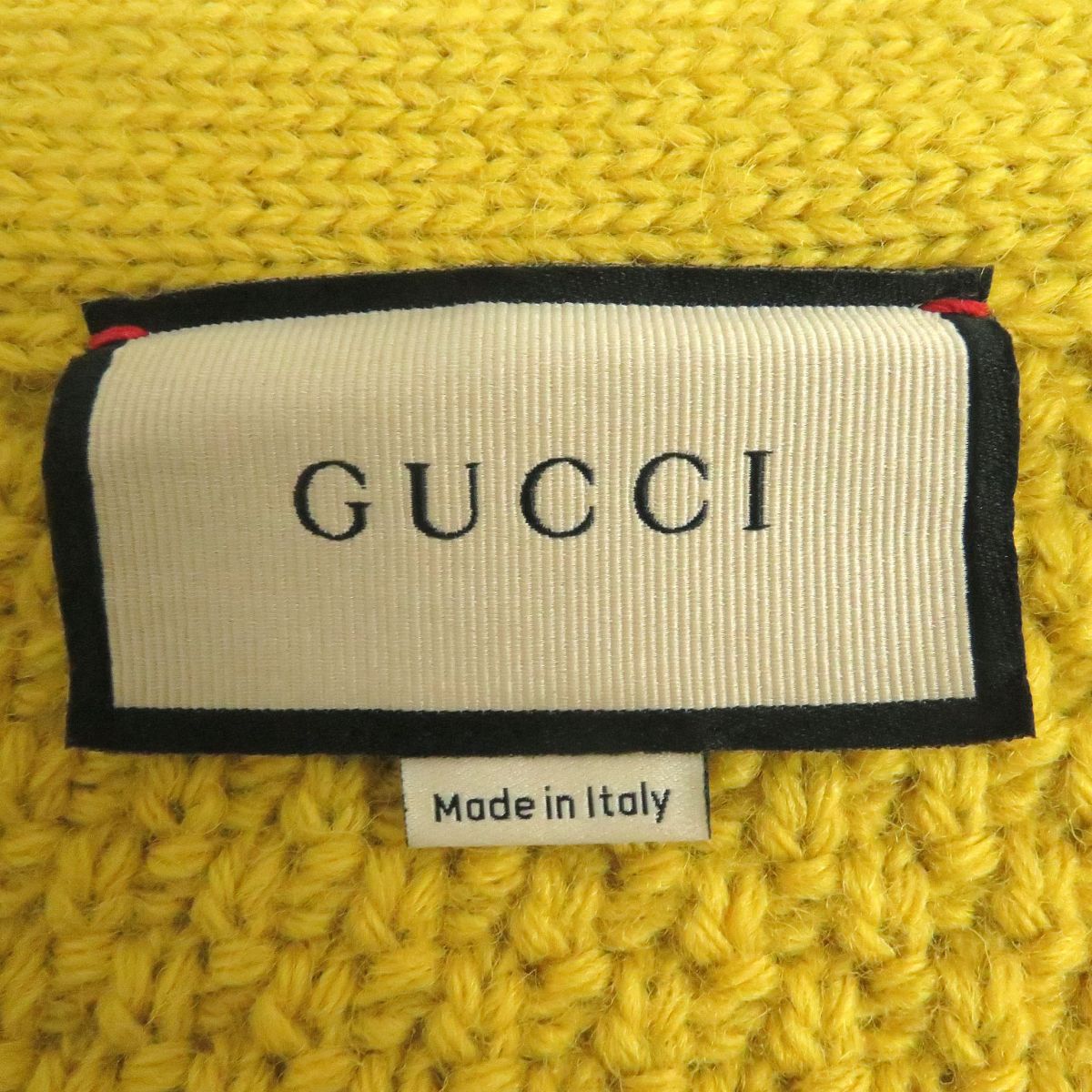 GUCCI knit Main: 100% wool, Part: 98% wool, Part: 1% polyurethane, Part: 1% nylon, Part: 100% polyester mustard mens XL Used
