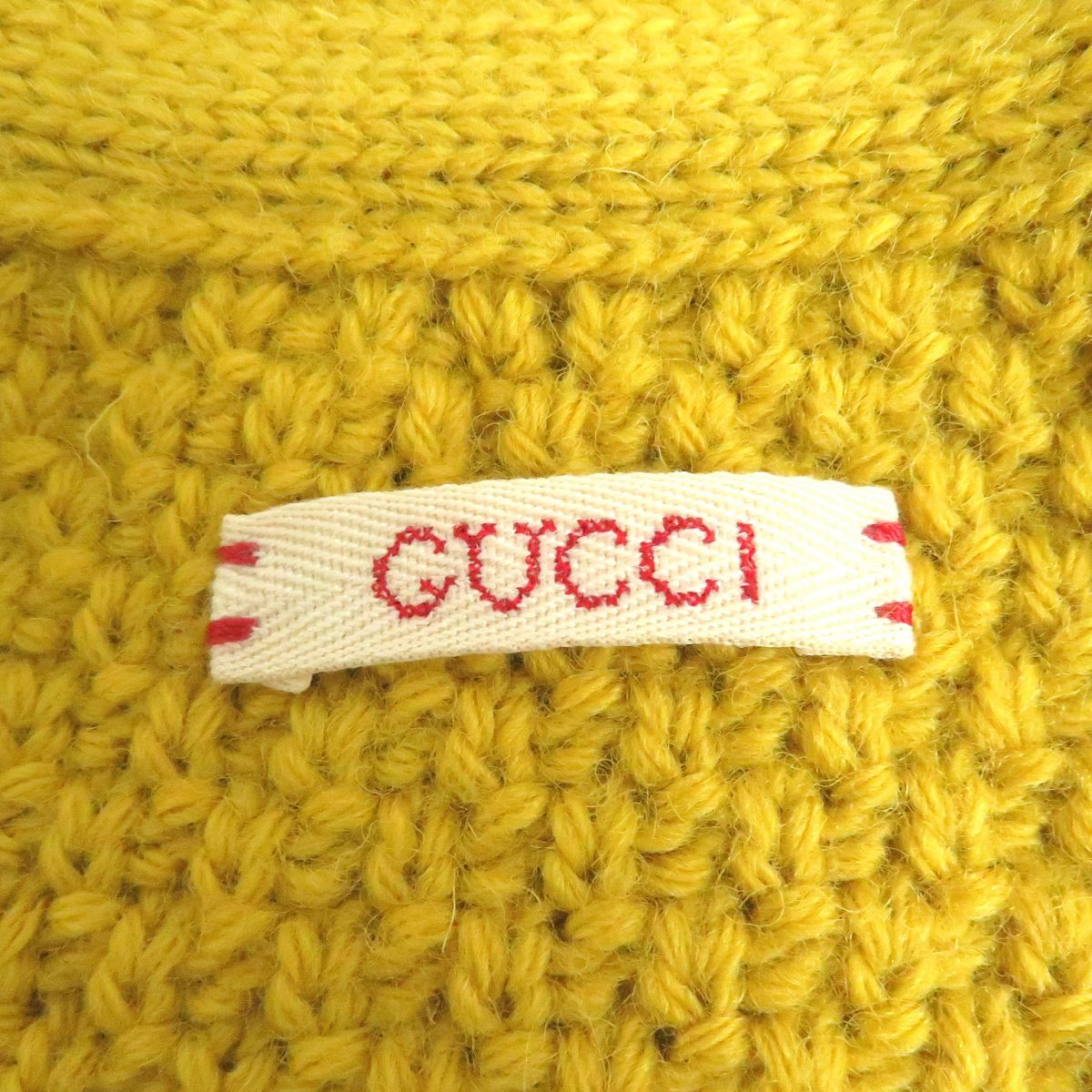 GUCCI knit Main: 100% wool, Part: 98% wool, Part: 1% polyurethane, Part: 1% nylon, Part: 100% polyester mustard mens XL Used
