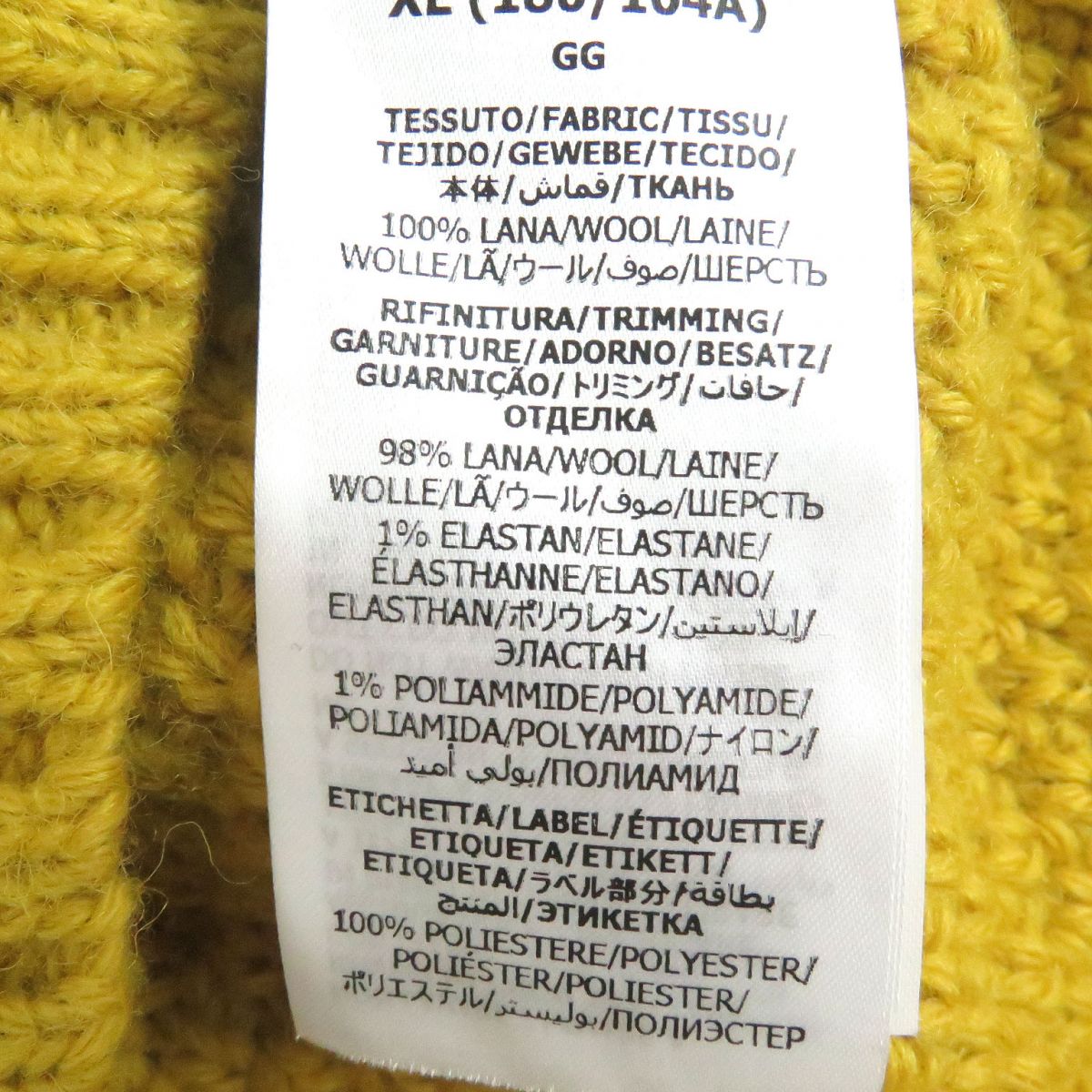 GUCCI knit Main: 100% wool, Part: 98% wool, Part: 1% polyurethane, Part: 1% nylon, Part: 100% polyester mustard mens XL Used