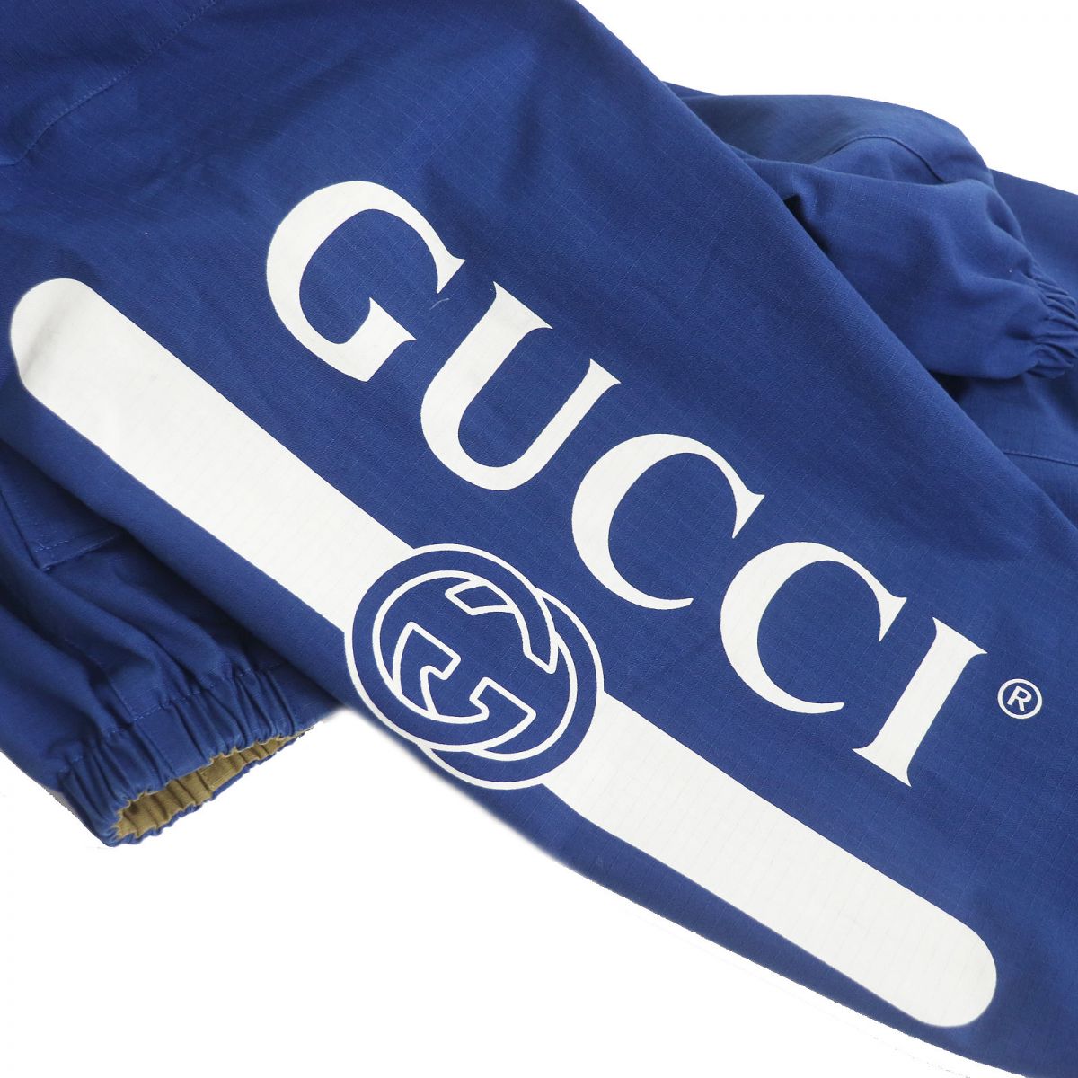 GUCCI Blouson Outer material: 70% cotton, Outer material: 30% nylon, Part: 80% polyester, Part: 20% metal fiber Blue/brown type mens 50 Used