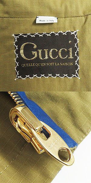 GUCCI Blouson Outer material: 70% cotton, Outer material: 30% nylon, Part: 80% polyester, Part: 20% metal fiber Blue/brown type mens 50 Used